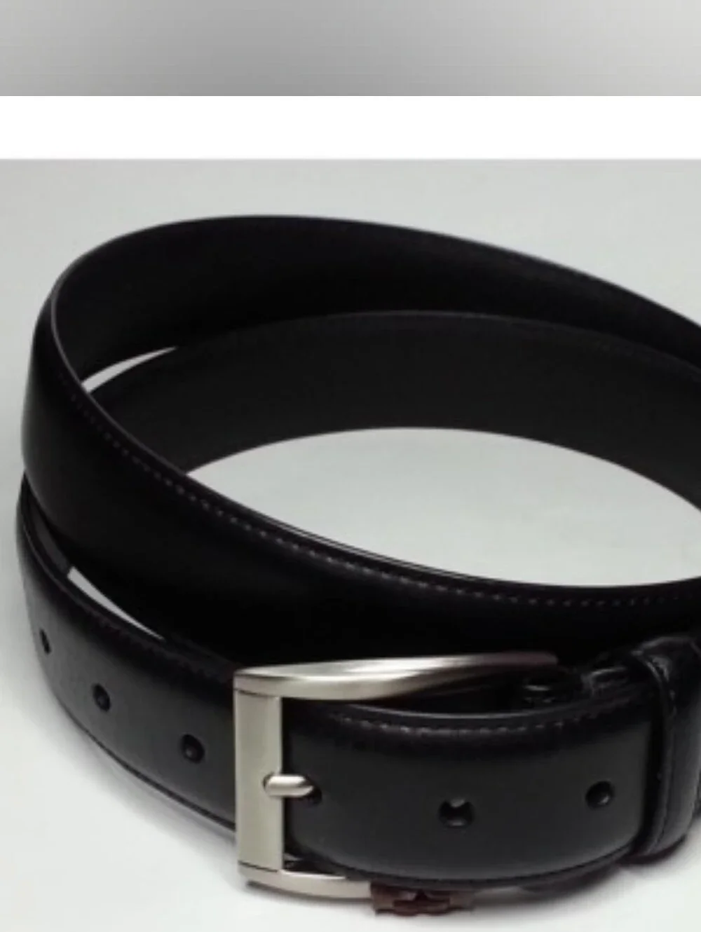 TRAFALGAR Black Leather Dress Silver Buckle Belt | SZ 42